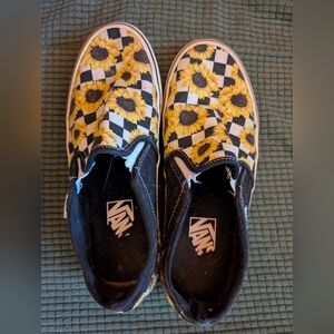 Vans Yellow and Black Sunflower Slip On Sneaker